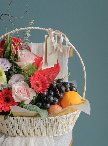 Healthy Grazing Fruit & Flower Basket by Bamboo Green Florist, Penang, photo 2