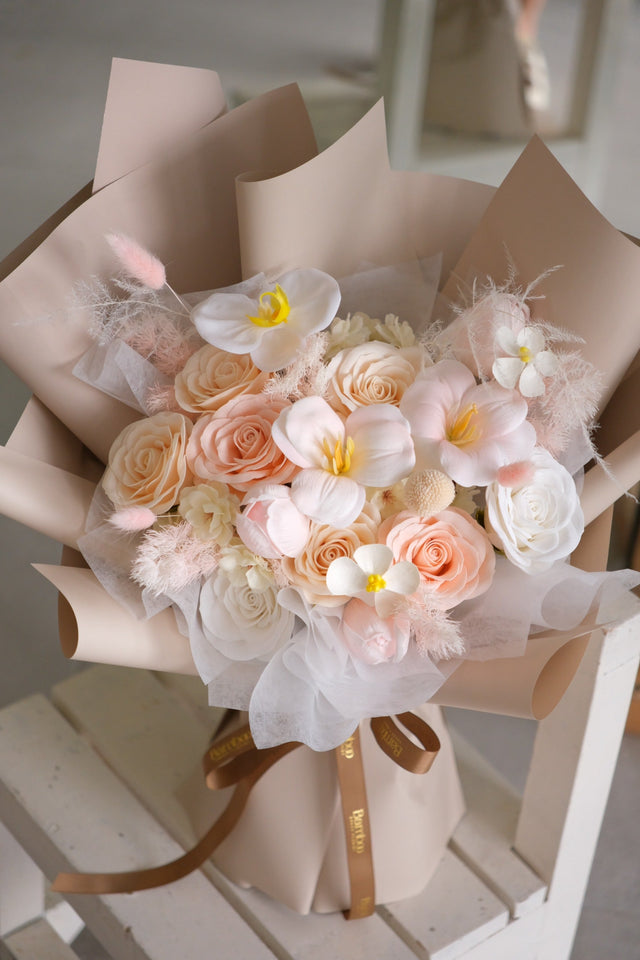 Nude Harmony Soap Flower Bouquet (Soap Flowers) by Bamboo Green Florist, Penang
