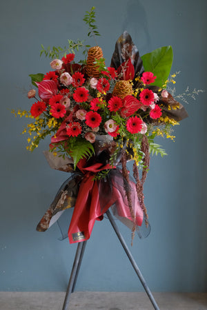 Omakase Opening Grand Opening Flower Stand (Bright & Bold) by Bamboo Green Florist, Penang, photo 2