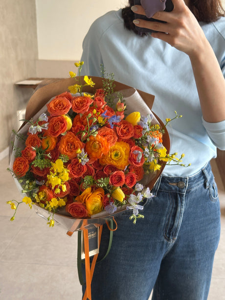 Omakase Bouquet (Citrus Orange) by Bamboo Green Florist, Penang