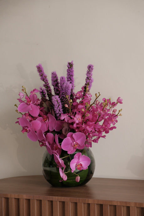 Purple Prose Vase Arrangement by Bamboo Green Florist, Penang