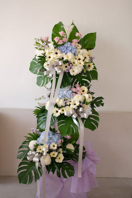 Purple Whimsey Condolence Wreath by Bamboo Green Florist, Penang