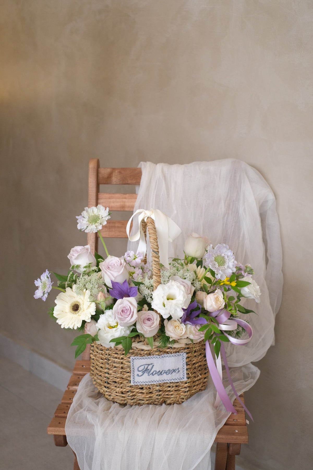 Soft Tendrils Flower Basket by Bamboo Green Florist, Penang