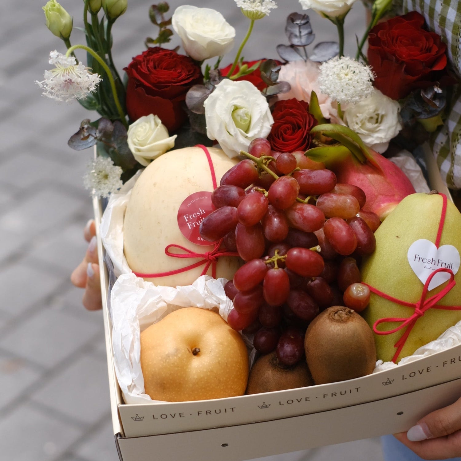 Summer Bling Fruit & Flower Basket by Bamboo Green Florist, Penang