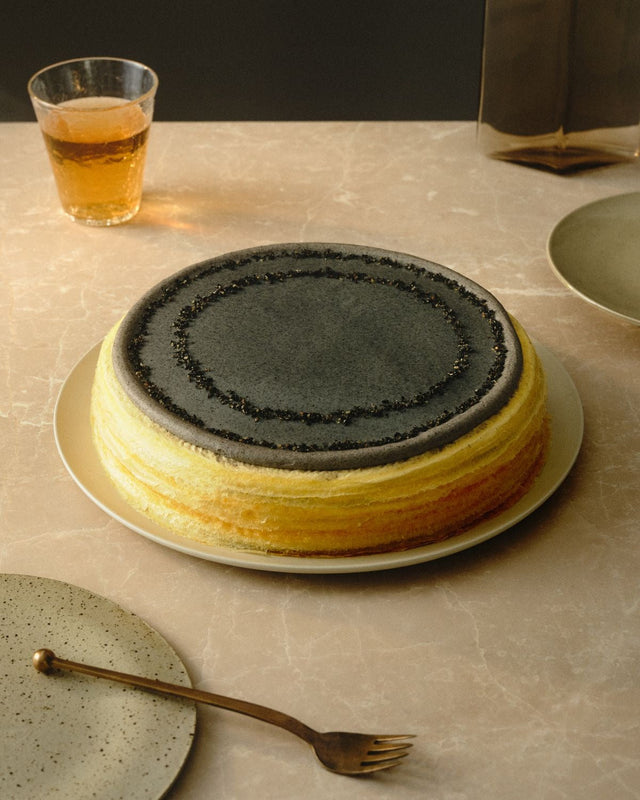 Black Sesame Crepe Cake by Bamboo Green Florist, Penang