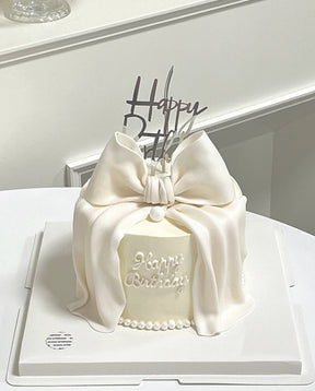 White Ribbon Cake by Bamboo Green Florist, Penang