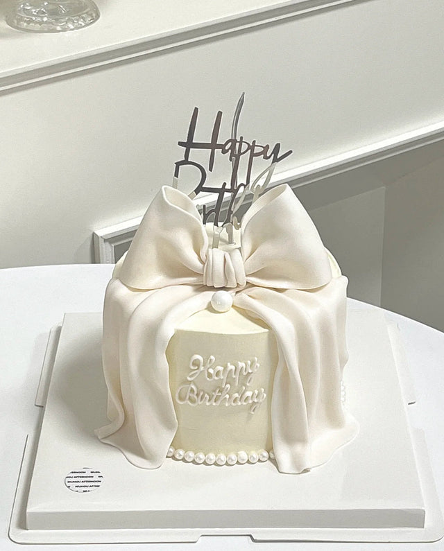 White Ribbon Cake by Bamboo Green Florist, Penang