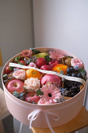 XL Fruits & Flower Box - Pink by Bamboo Green Florist, Penang