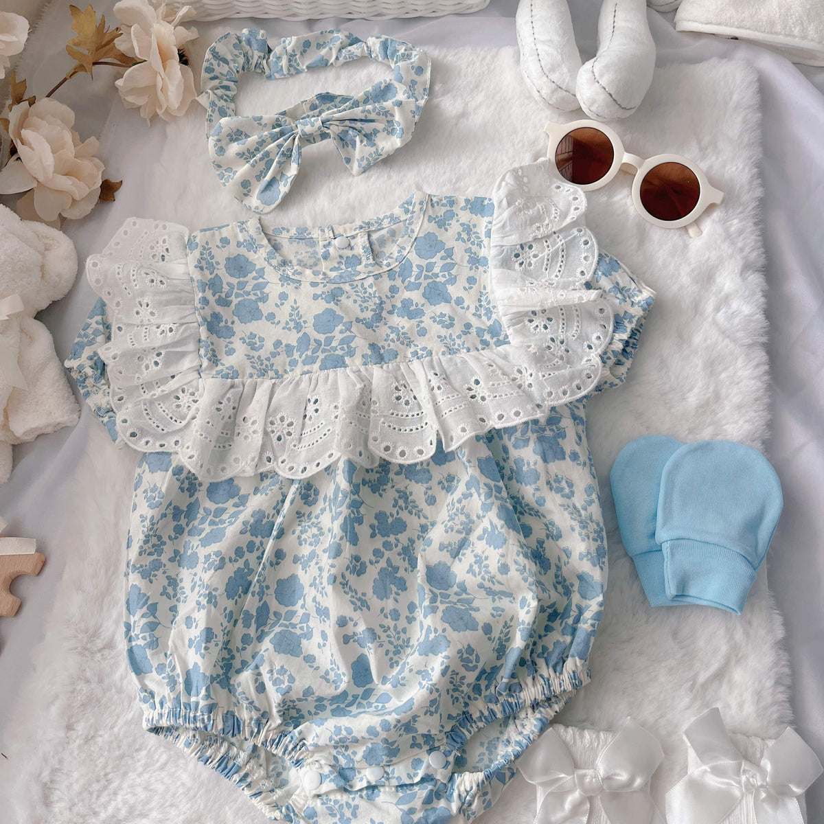 Baby Blue Princess baby outfit styling – blue princess romper