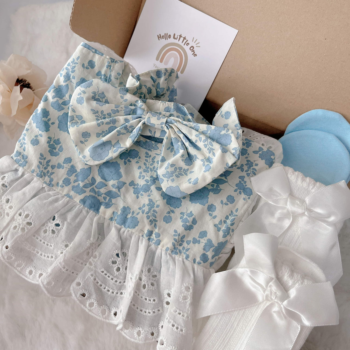 Baby Blue Princess standard baby gift box with blue princess romper