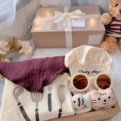 Baby Chef classic baby gift box with chef romper with matching hat and bib