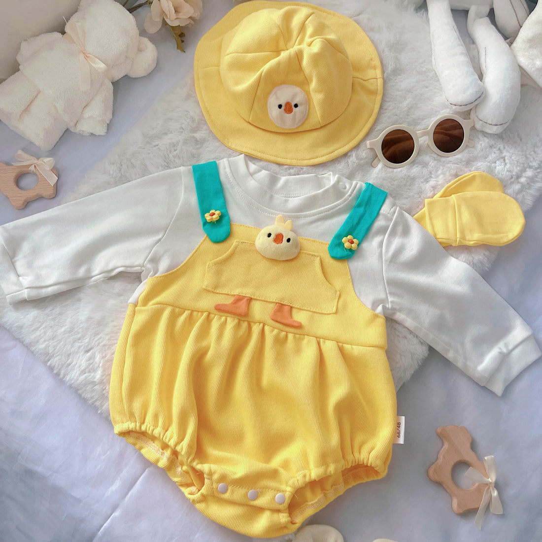 Baby Chicky baby outfit styling – yellow chick romper