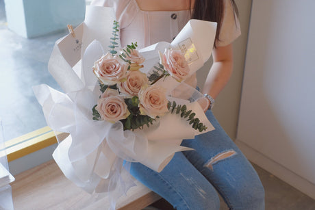 Bare Blush Rose Bouquet by Bamboo Green Florist, Penang, photo 2