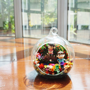 Boy and Girl preserved flower terrarium