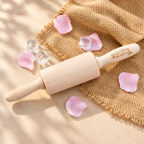 Personalised beech wood rolling pin with engraved name