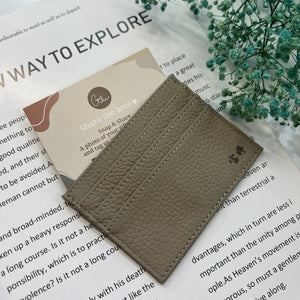 Personalised leather name card holder in olive with engraved initials, By Glee