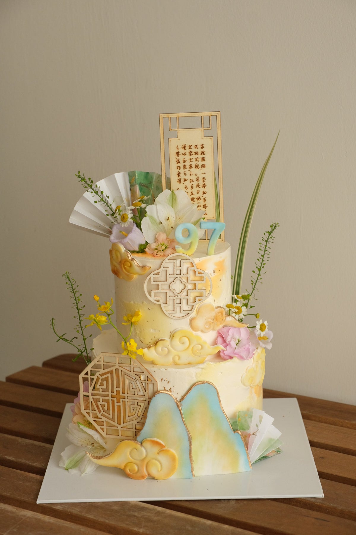 Chinese Longevity Cake - Pastels by Bamboo Green Florist, Penang