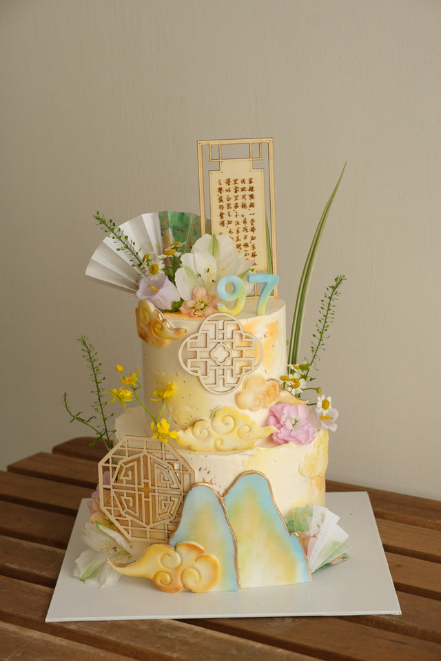 Chinese Longevity Cake - Pastels by Bamboo Green Florist, Penang