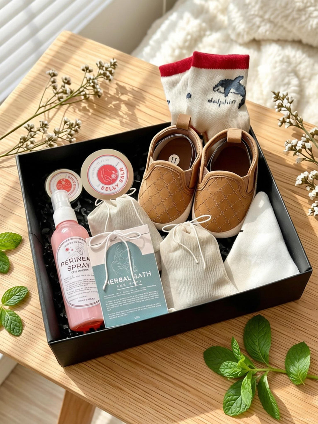 Post Natal Brown Shoe Gift Set by Garden to Bath