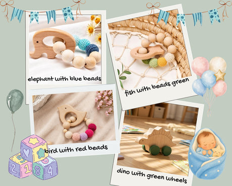 Wooden Teether, included in Garden to Bath gift sets