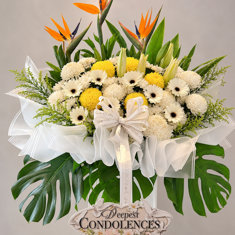 Whispering Angel Condolence Flower Stand — close-up of product details