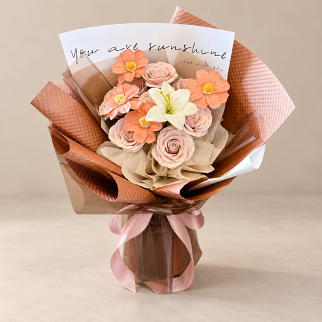 Golden Hour Waltz Soap Flower Bouquet — complete product on a clean neutral background