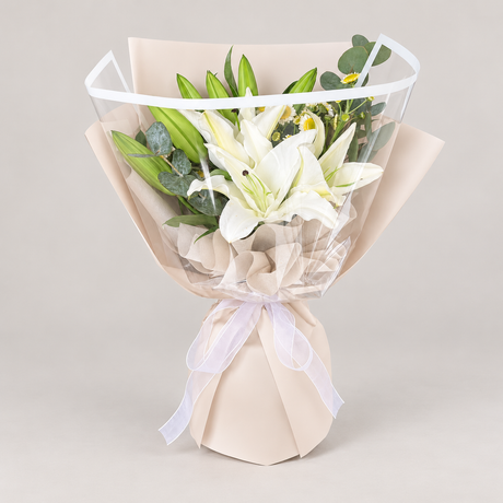 Ivory Whisper Condolence Bouquet — complete product on a clean neutral background
