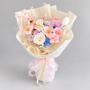Toffee Cinnamon Soap Flower Bouquet — complete product on a clean neutral background