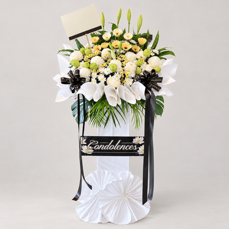 Pristine Obsequies Condolence Flower Stand — complete product on a clean neutral background