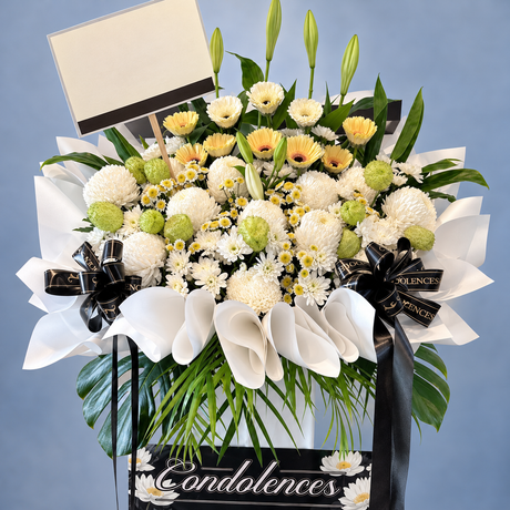 Pristine Obsequies Condolence Flower Stand — close-up of product details