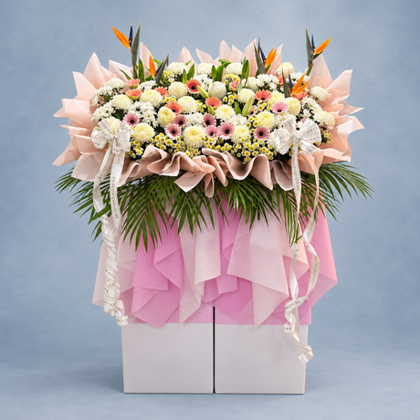 Muted Tulipan Condolence Flower Stand — complete product on a clean neutral background