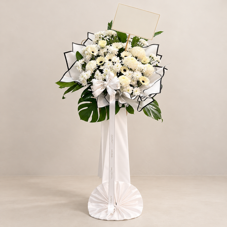 Glossy Philodendron Condolence Flower Stand — complete product on a clean neutral background