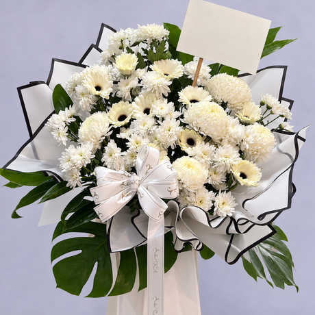 Glossy Philodendron Condolence Flower Stand — close-up of product details