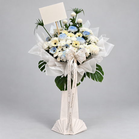 Ornate Streamers Condolence Flower Stand — complete product on a clean neutral background