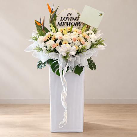 Alabaster Comfort Condolence Flower Stand — complete product on a clean neutral background