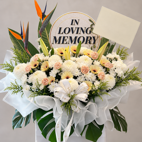 Alabaster Comfort Condolence Flower Stand — close-up of product details