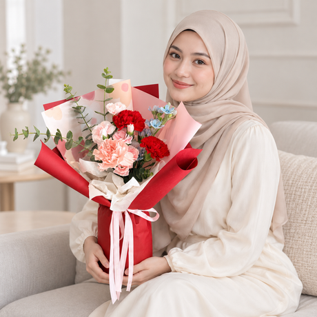 Skyline Sprigs Bouquet — illustrative lifestyle image with an adult