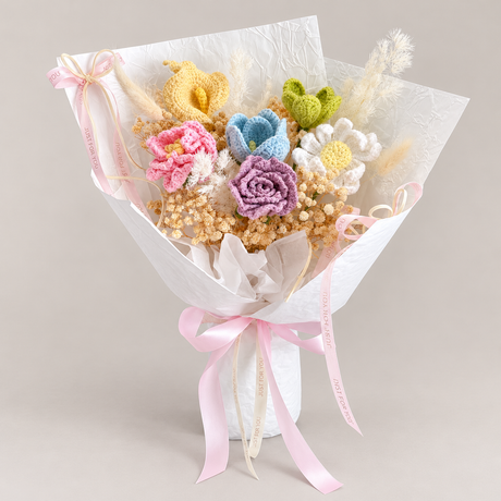 Rainbow Loom Crochet Bouquet — complete product on a clean neutral background