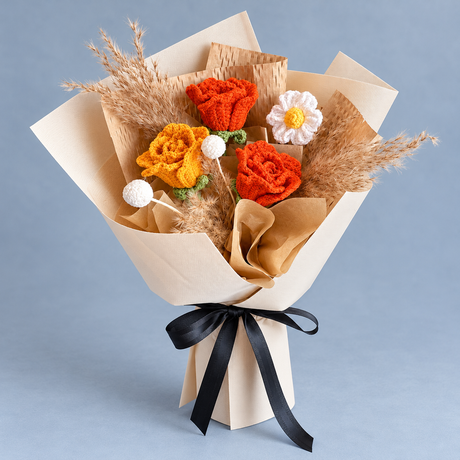 Maple Whisper Crochet Bouquet — complete product on a clean neutral background