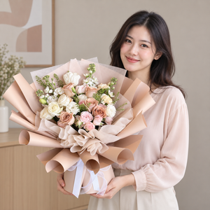 Autumn Harmony Bouquet — illustrative lifestyle image with an adult