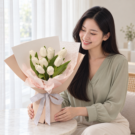 Nordic Breeze Bouquet — illustrative lifestyle image with an adult