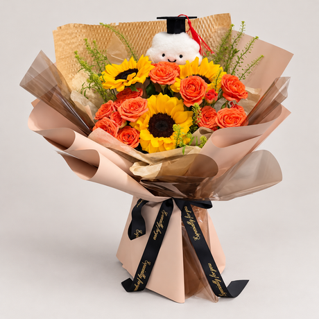 Golden Success Graduation Bouquet — complete product on a clean neutral background