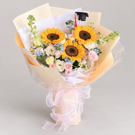 Meadow Success Graduation Bouquet — complete product on a clean neutral background