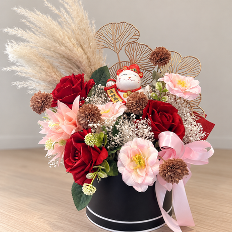 Golden Success Bloom Artificial Table Arrangement — close-up of product details