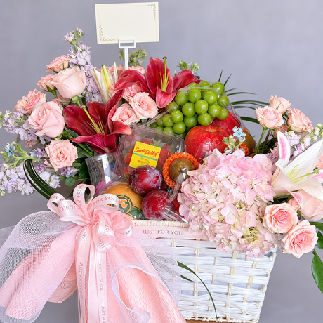 Whimsical Blessings Fruit Basket — close-up of product details