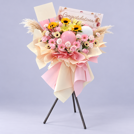 Aura of Prosperity (Balloons) Opening Flower Stand, complete product on a clean neutral background
