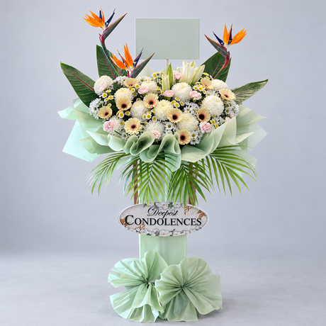 Comforting Grace Condolence Flower Stand — complete product on a clean neutral background