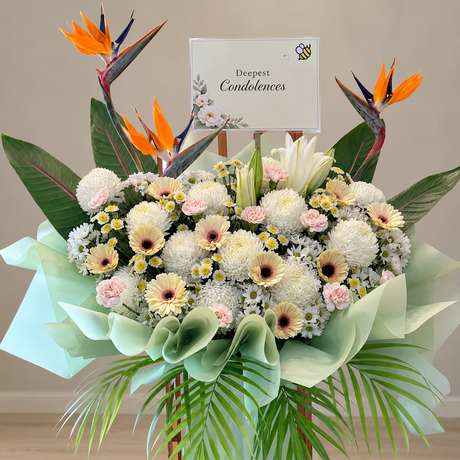 Comforting Grace Condolence Flower Stand — close-up of product details