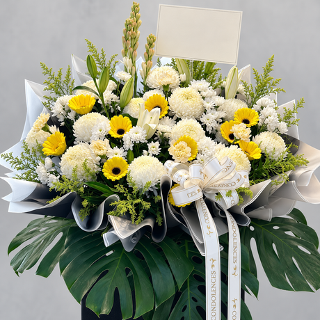 Whispering Solace Condolence Flower Stand — close-up of product details