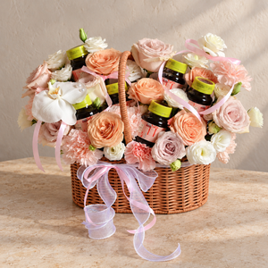 Birdnest in Basket – Rose Flower Basket — alternate full product photograph in a neutral interior.